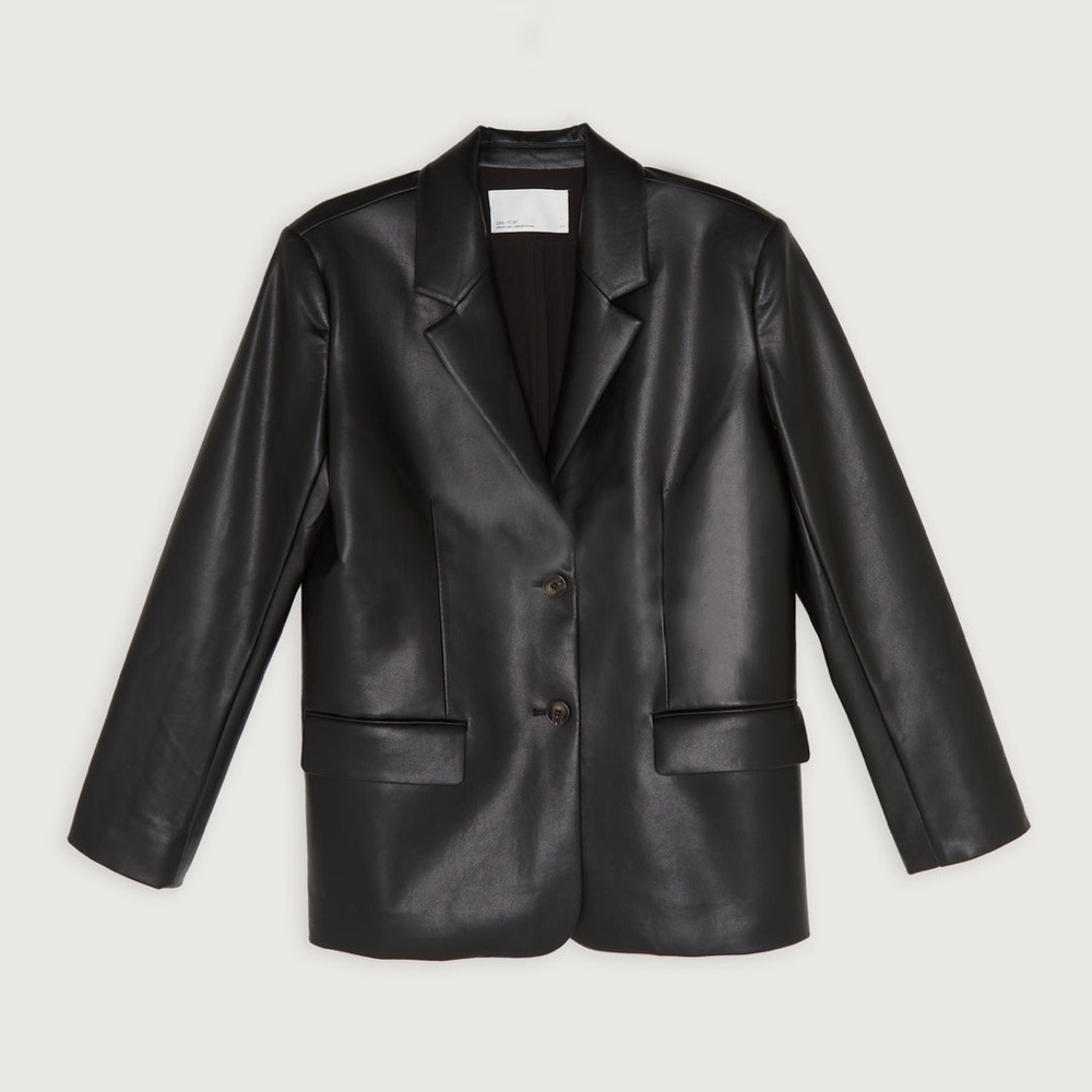 OAK + FORT Classic Black Vegan Leather Women's Jacket (S)